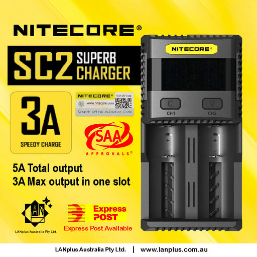 Nitecore SC2 Charger (3A Max Output)