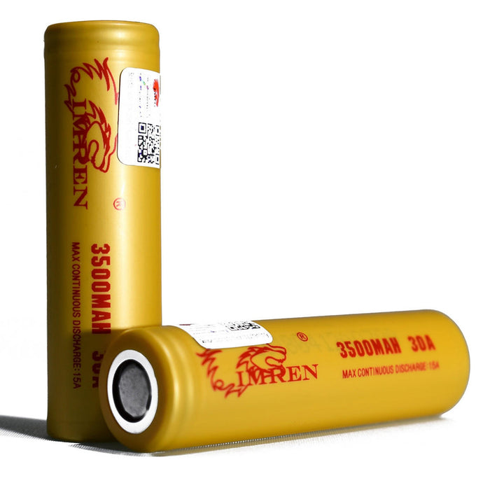 IMREN 18650 3000mah 45A (2 pieces / Flat Top / GOLD / Battery Case included)